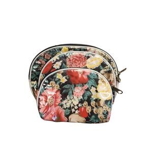 Set of 3 Floral Cosmetic Travel Jewlery Bags 80s 90s Vintage Roses Lily Of The V
